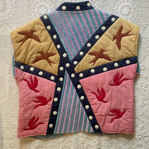 Vintage Couture Colorblock Quilted Vest - Picture 2 of 16